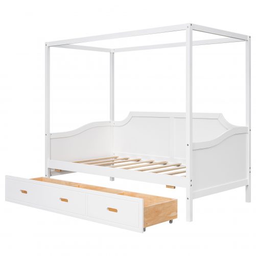 Twin Size Canopy Daybed with 3 in 1 Drawers