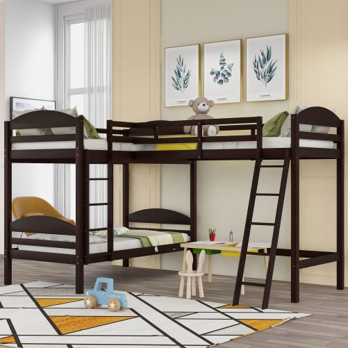 Twin Size L-Shaped Bunk Bed And Loft Bed