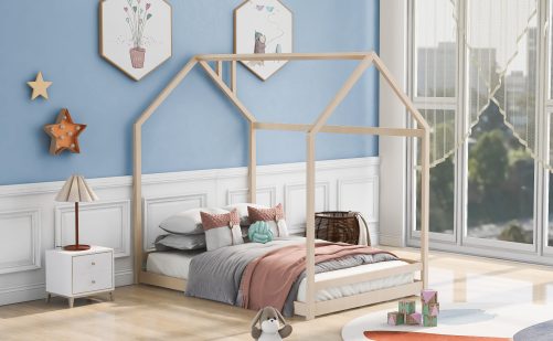Full Size Wood House Bed
