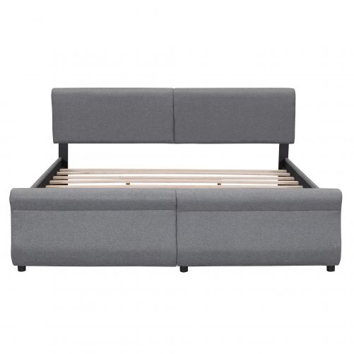 King Size Upholstery Platform Bed With Two Drawers
