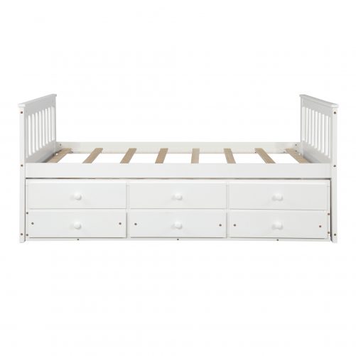 Captain's Bed Twin Daybed With Trundle Bed And Storage Drawers