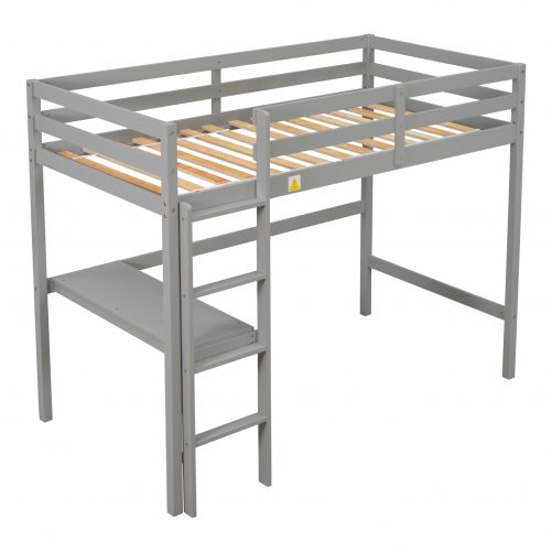 Twin Size Loft Bed With Built-in Desk