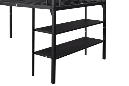 Twin Low Loft Bed With Storage Shelves