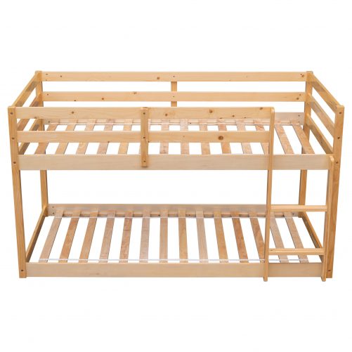 Natural Wood Twin Over Twin Floor Bunk Bed