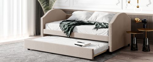 Full Upholstered Daybed With Twin Size Trundle
