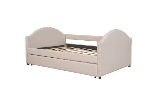 Full Upholstered Daybed With Twin Size Trundle