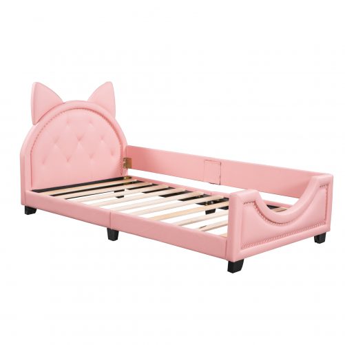 Twin Size Upholstered Daybed with Bunny Ears Headboard