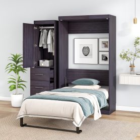 Twin Size Murphybed With Wardrobe, Drawers and Storage Bed