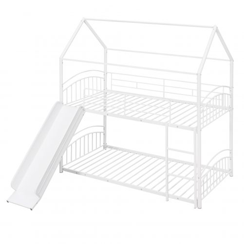 House Shae Twin Over Twin Metal Bunk Bed With Slide