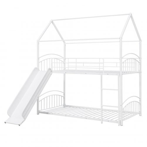 House Shae Twin Over Twin Metal Bunk Bed With Slide