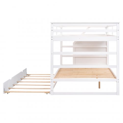 Full over Full Bunk Bed With Twin Size Trundle And 3 Storage Stairs