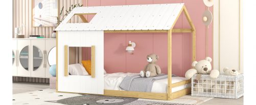 Twin Size House Bed With Roof And Window