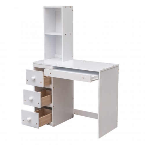 Twin Size Loft Bed with a Stand-alone Bed, Storage Staircase, Desk, Shelves and Drawers