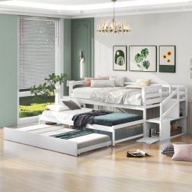 Twin Size Daybed With Double Trundle And Storage Staircase