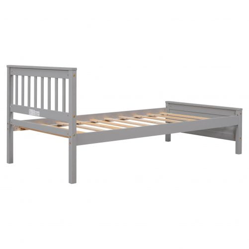 Twin Size Platform Bed With Headboard, Footboard and A Nightstand