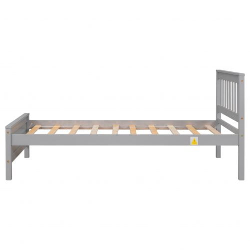 Twin Size Platform Bed With Headboard, Footboard and A Nightstand