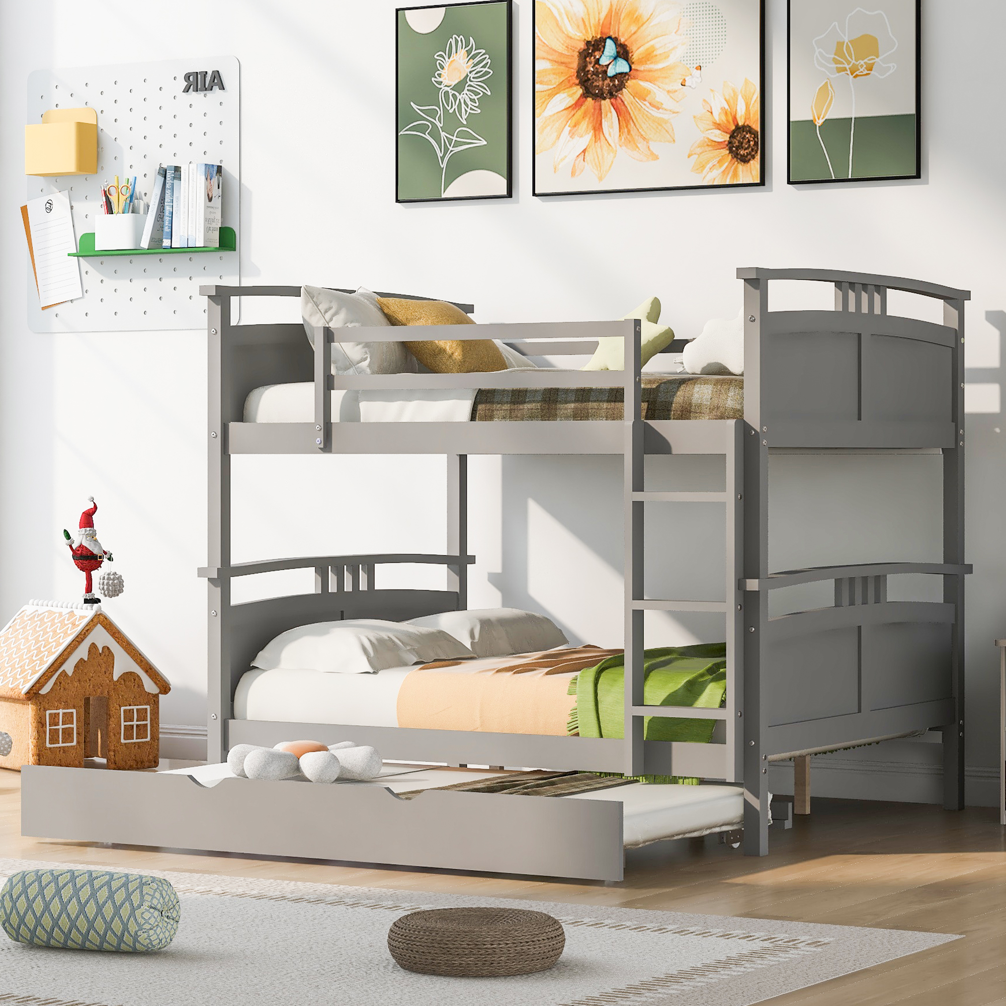 Separable Full over Full Bunk Bed With Twin Size Trundle
