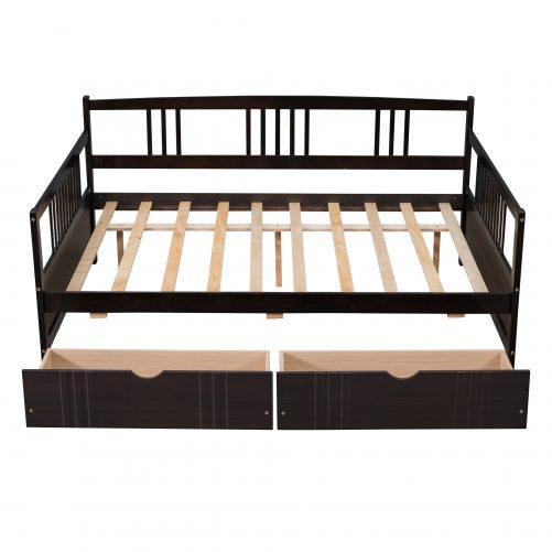 Wood Full Size Daybed With Two Drawers