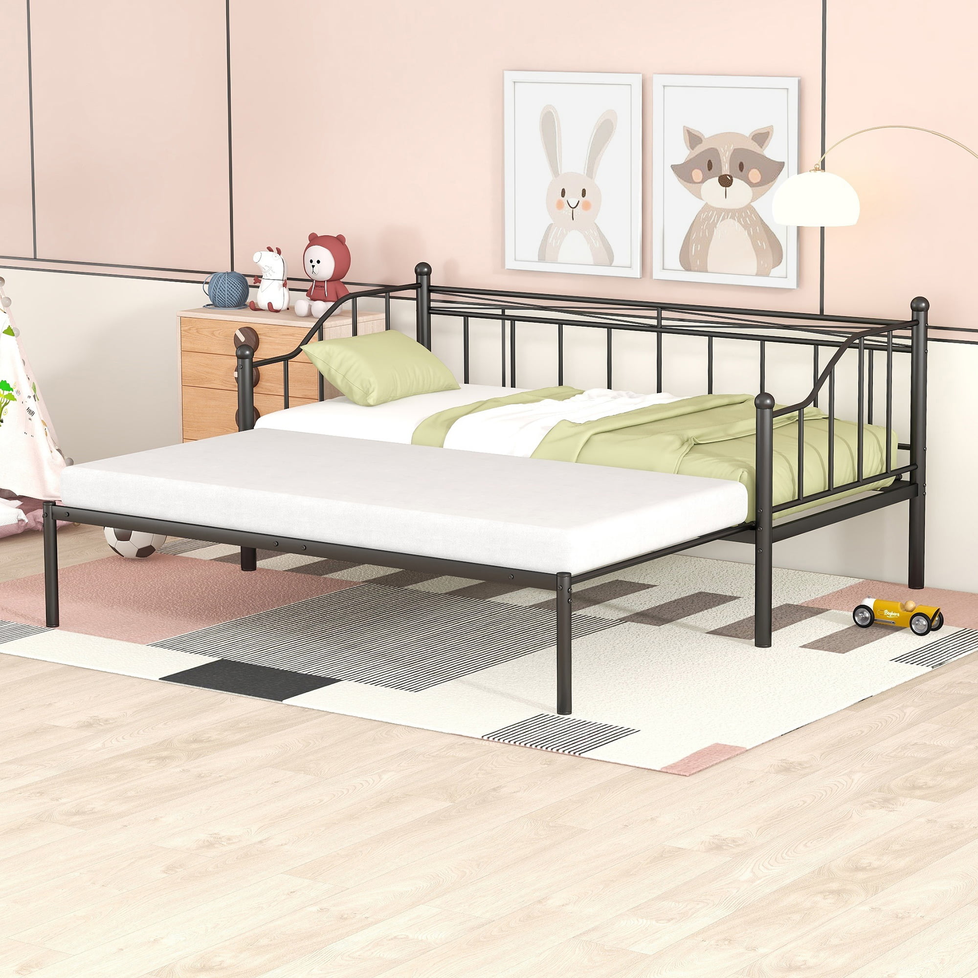Metal Twin Size Daybed With Trundle