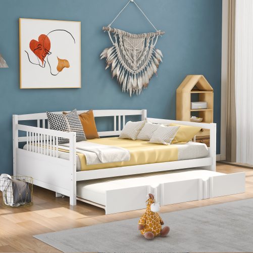 Wooden Full Size Daybed with Twin Size Trundle