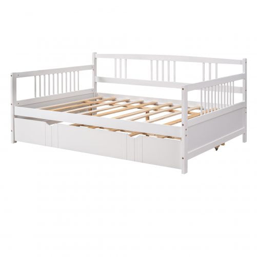 Wooden Full Size Daybed with Twin Size Trundle