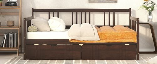 Wood Twin Size Daybed Bed With Two Drawers