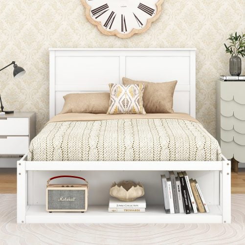 Full Size Platform Bed With Drawers And Shelf