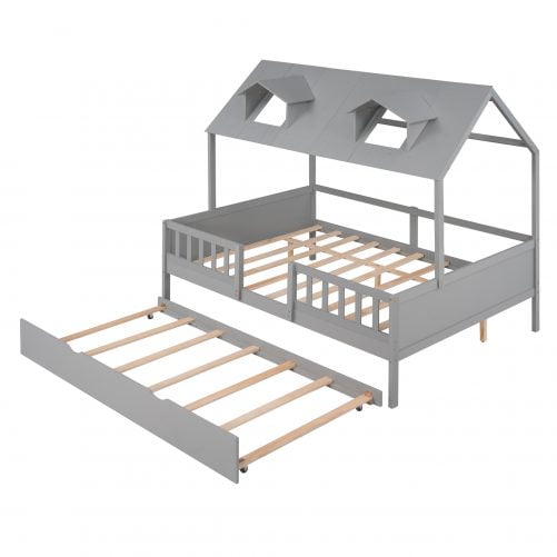 House Shape Full Size Daybed With Twin Size Trundle