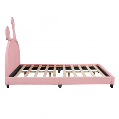 Bunny Ears Full Size Upholstered Leather Platform Bed