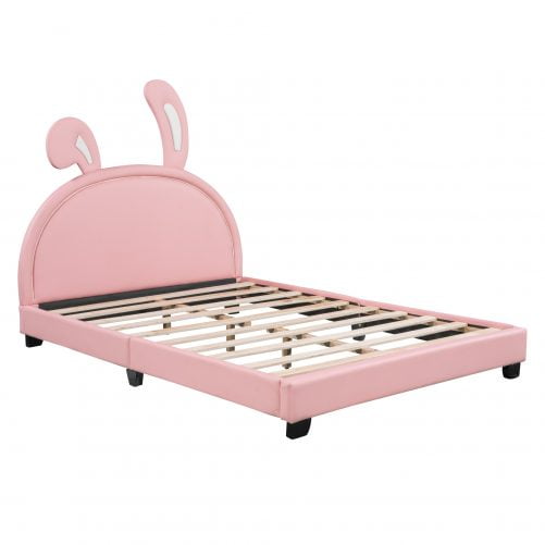 Bunny Ears Full Size Upholstered Leather Platform Bed