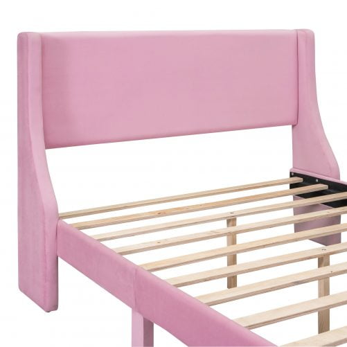 Velvet Upholstered Full Size Storage Bed With A Big Drawer