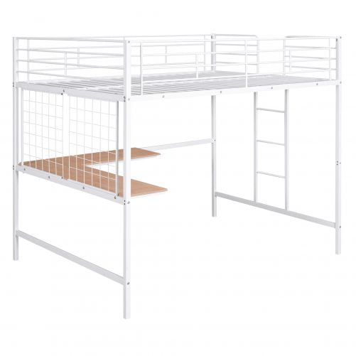 Metal Full Loft Bed With Desk And Metal Grid