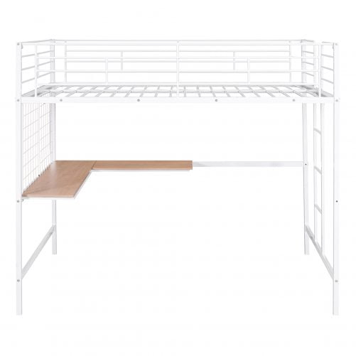 Metal Full Loft Bed With Desk And Metal Grid