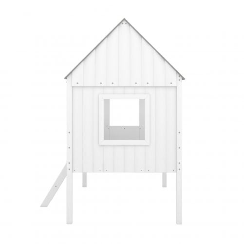 House Shape Twin Size Low Loft Bed With Two Side Windows