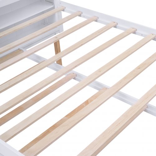Queen Size Storage Platform Bed With Pull Out Shelves And Twin Size Trundle