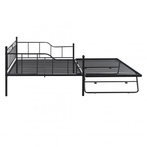 Metal Full Size Daybed With Twin Size Portable Trundle