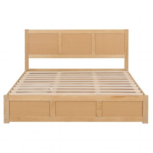 Wood Queen Size Platform Bed With Underneath Storage And 2 Drawers