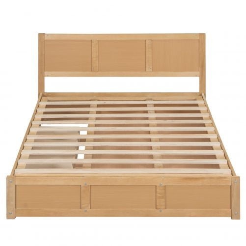 Wood Queen Size Platform Bed With Underneath Storage And 2 Drawers