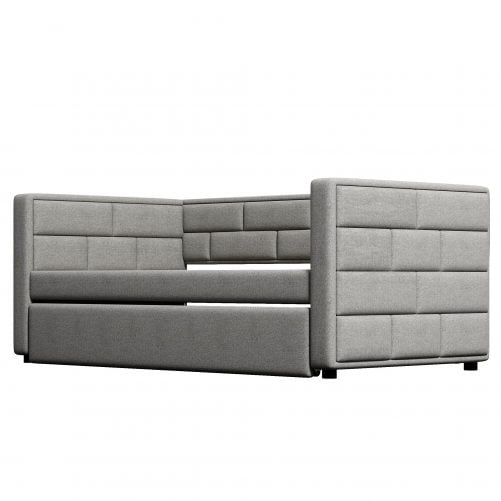 Upholstered Twin Size Daybed With Trundle and Padded Back