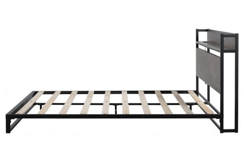 Queen Size Platform Bed With Socket, Fast Assemble Design