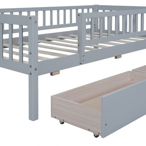 Wooden Twin Size Daybed With Two Drawers