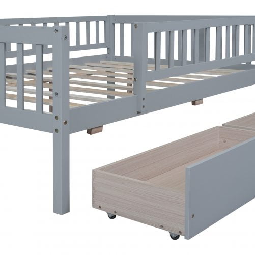 Wooden Full Size Daybed With Two Drawers