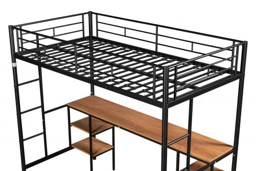 Metal Twin Size Loft Bed With Table