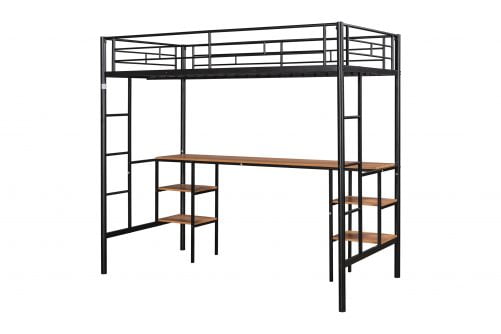 Metal Twin Size Loft Bed With Table