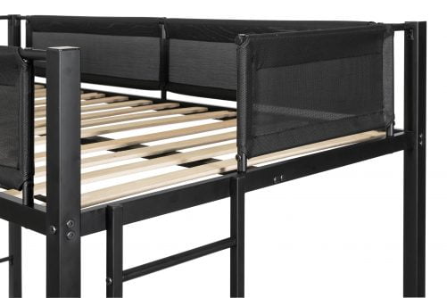 Metal Twin Over Twin Bunk Bed With Trundle and Guard Rail