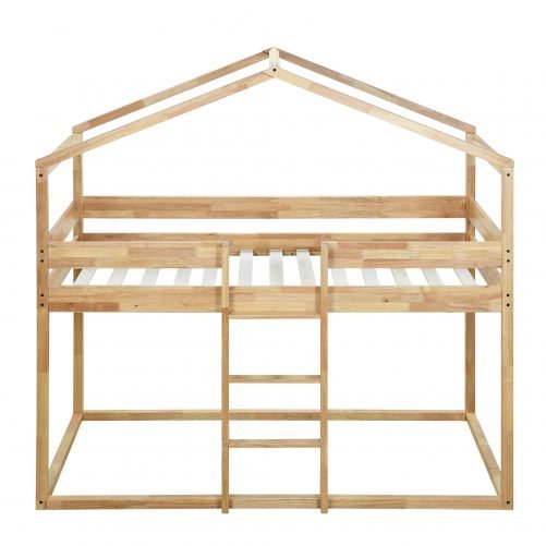 Wood Twin Over Twin Bunk Bed With Tent