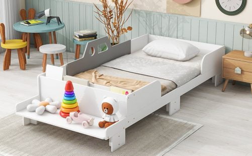 Car-Shaped Twin Bed With Bench
