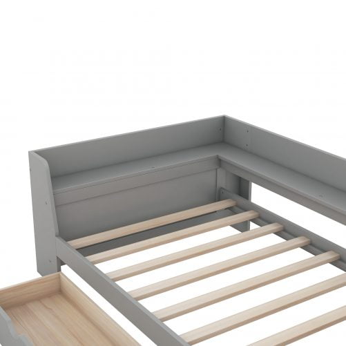 Twin Size Daybed with Shelves, Drawers and Built-In Charging Station