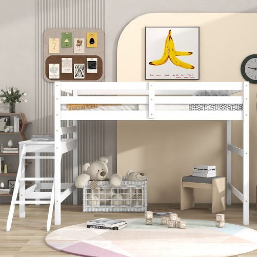 Full Size Loft Bed With Platform and Ladder