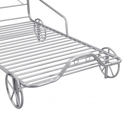Metal Twin Size Car Bed With Four Wheels, Guardrails And  X-Shaped Frame Shelf